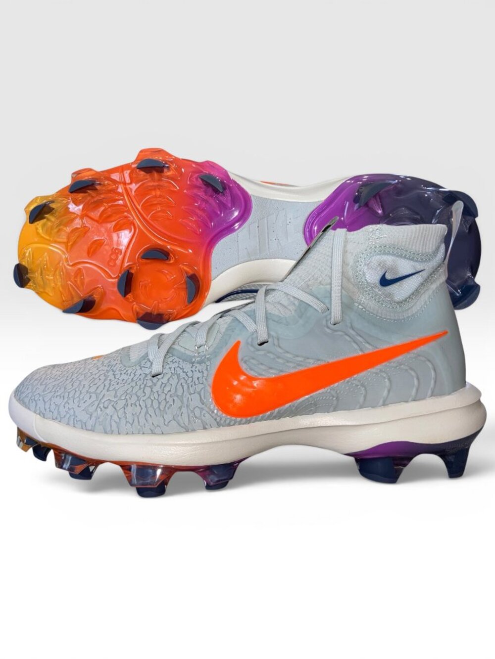 Nike Alpha Huarache NXT MCS NRG Mens Size 9 Molded Baseball Cleats Grey Orange